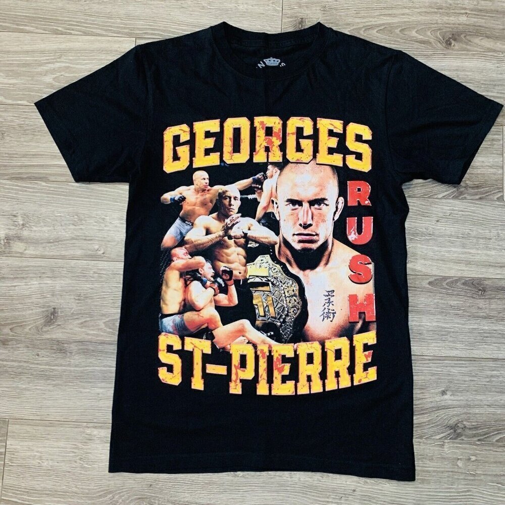 George St-Pierre T-shirt Graphic Print‎ Tee Mens XS Black Rush UFC MMA